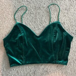 Emerald Green Velvet Crop Top